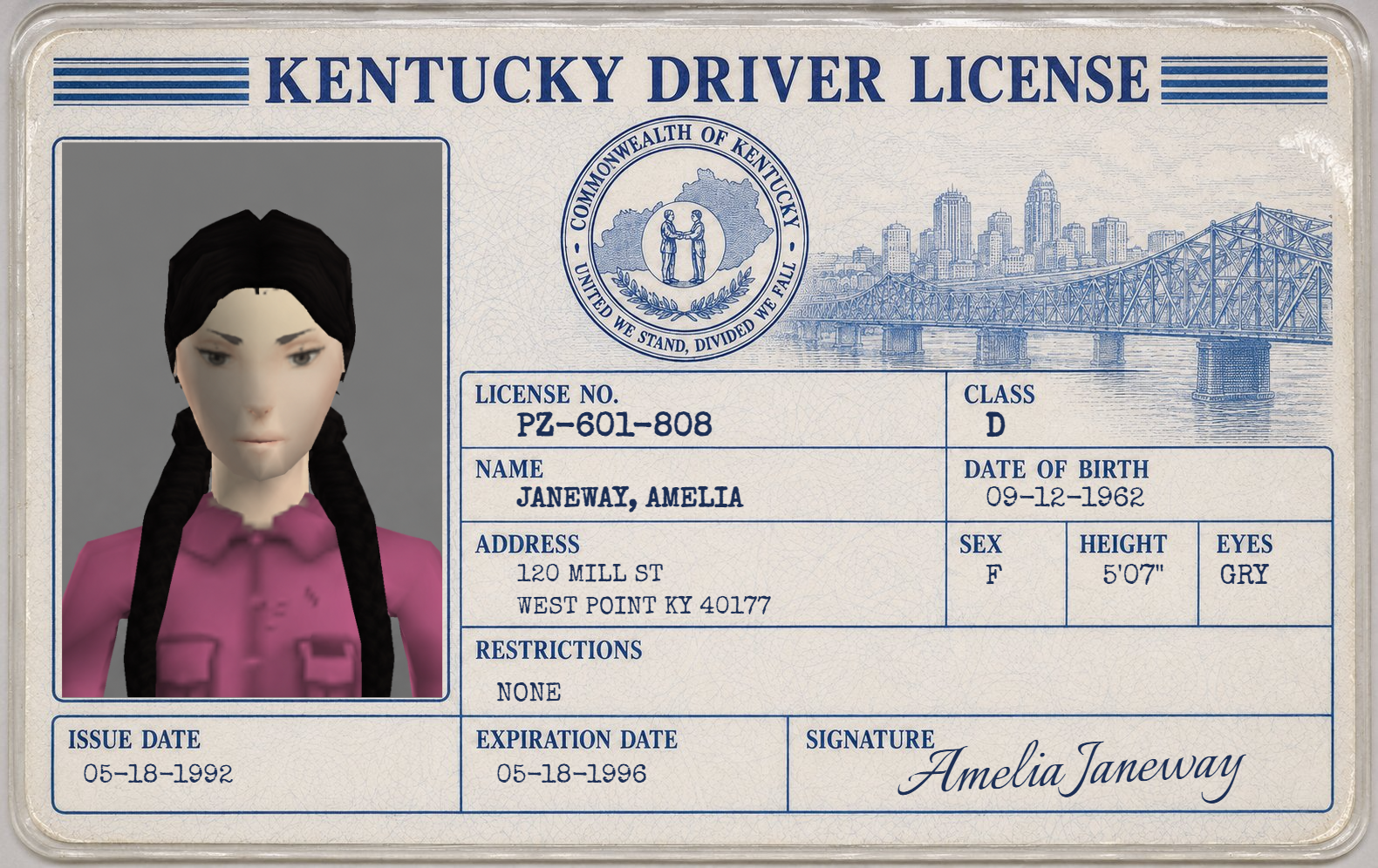 Knox County driver license example